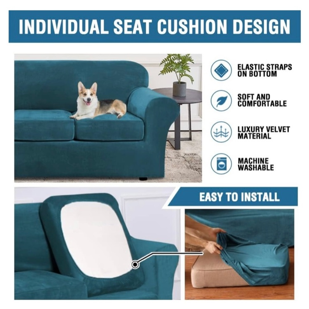 H.VERSAILTEX 3 piece Velvet Sofa Cover!